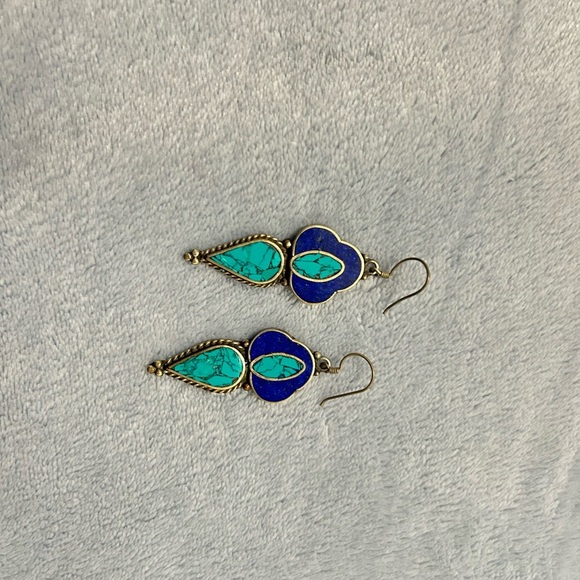 💗Blue and Turquoise Dangle Earrings - Picture 1 of 1